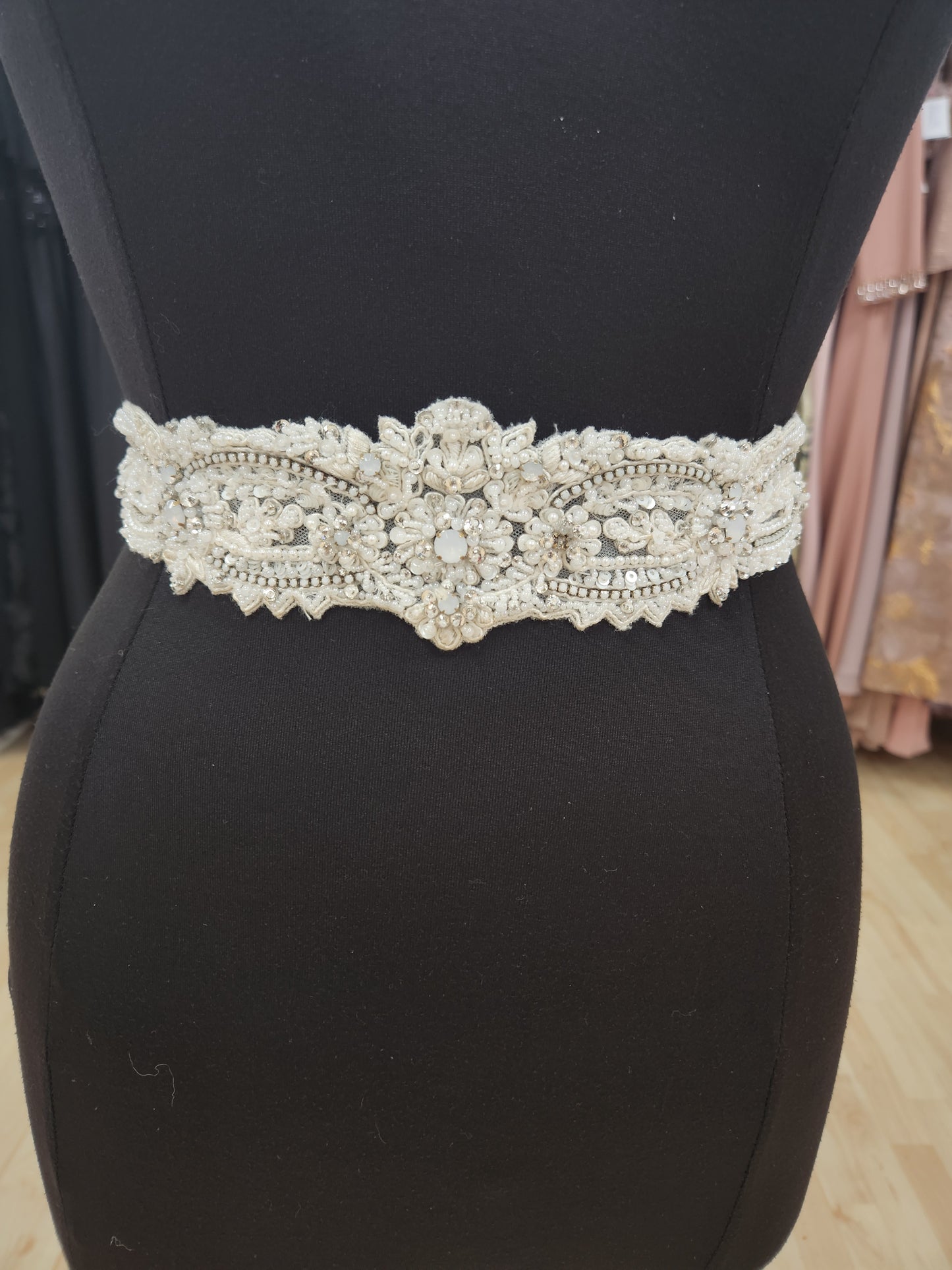 Pearl and Ivory Beaded Wedding Dress  Belt