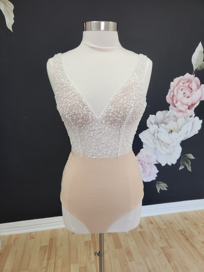 Beaded V-neck Bodysuit