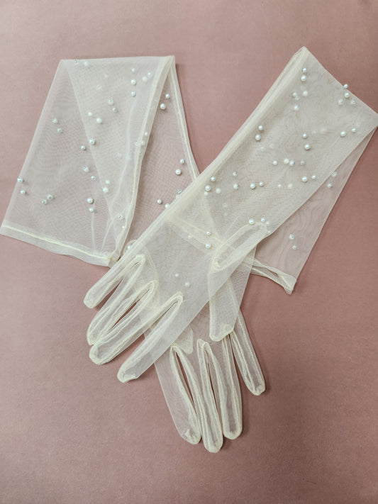 Lt. Nude Pearl  Wedding Elbow Length Glove