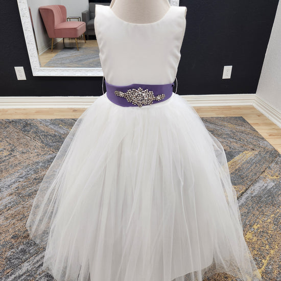 Tulle Skirt Dusty Purple Belt Flowergirl Dress