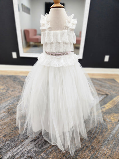 Ruffle lace top tulle skirt Flowergirl Dress
