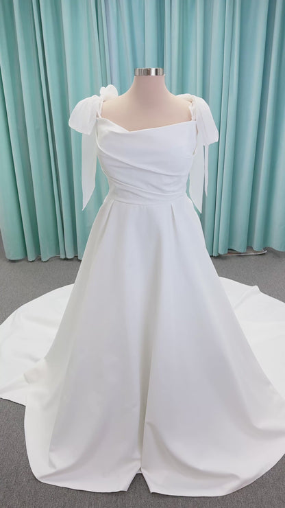 Plus Size Morilee Style 4473 Reba Strapless Cowl Neck A-Line Wedding Dress in Larissa Satin