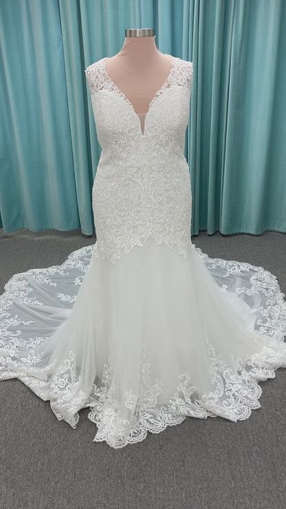 Plus size lace fit and flare gown