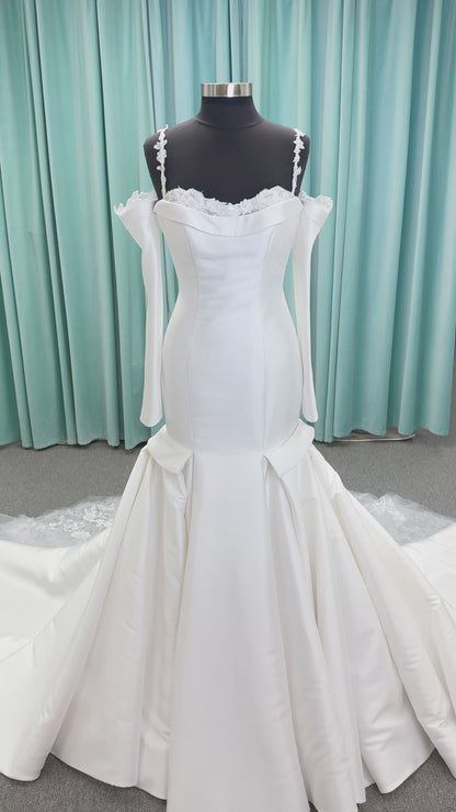 Morilee Style 2992 Renni Sweetheart Mikado Mermaid Wedding Dress with Detachable Long Sleeves