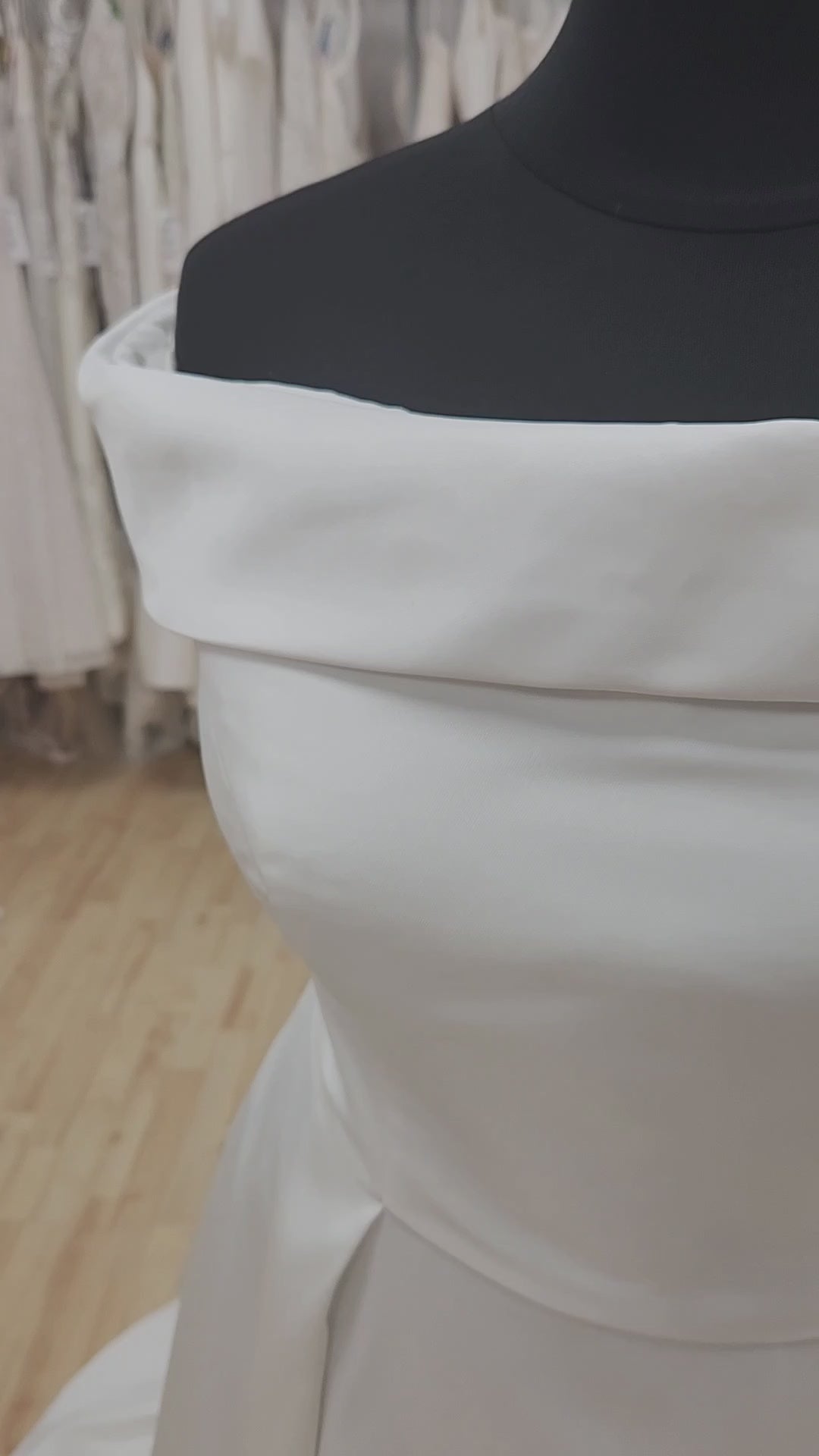 Off the Shoulder Mikado Plus Size Wedding Dress