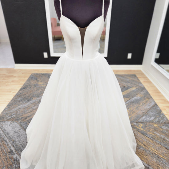 A-line Organza with Beaded Straps Wedding Dress