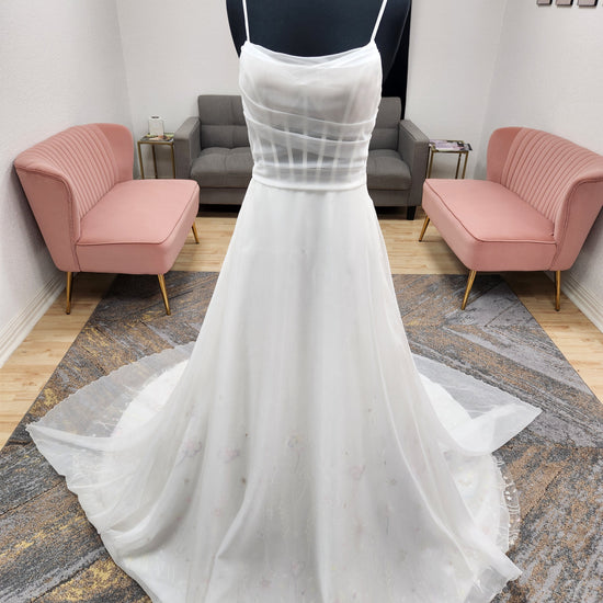 Organza Aline with Colorful Embroidery Wedding Dress