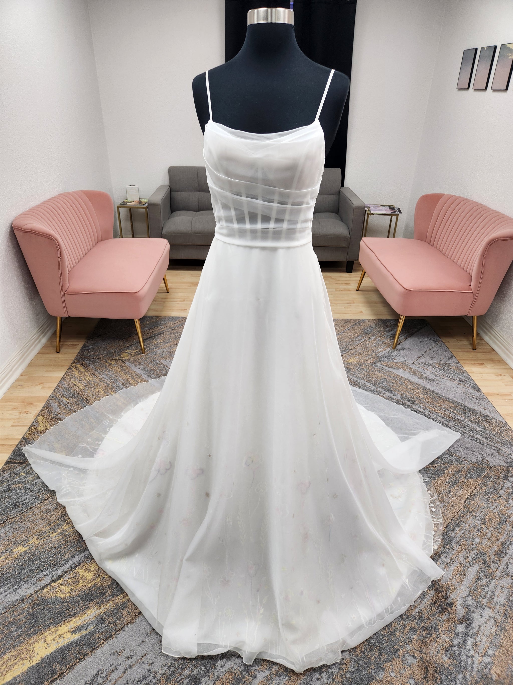 Organza Aline with Colorful Embroidery Wedding Dress