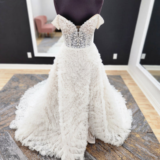 Beaded bodice and Ruffle Skirt Wedding Dress