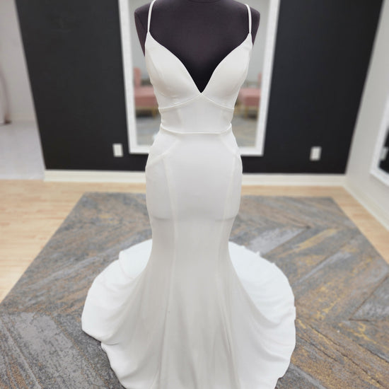 Silky Satin Fitted with Strappy Back Wedding Dress