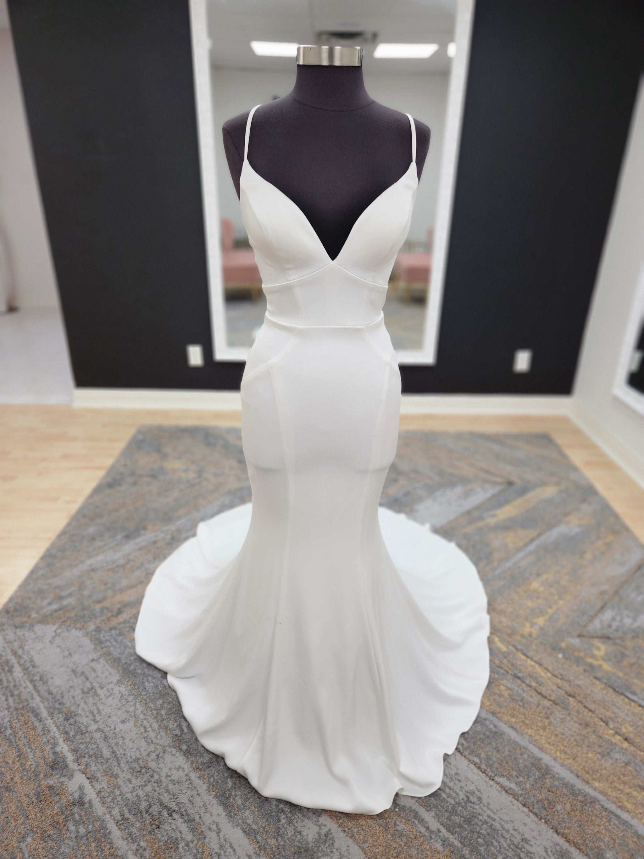 Silky Satin Fitted with Strappy Back Wedding Dress