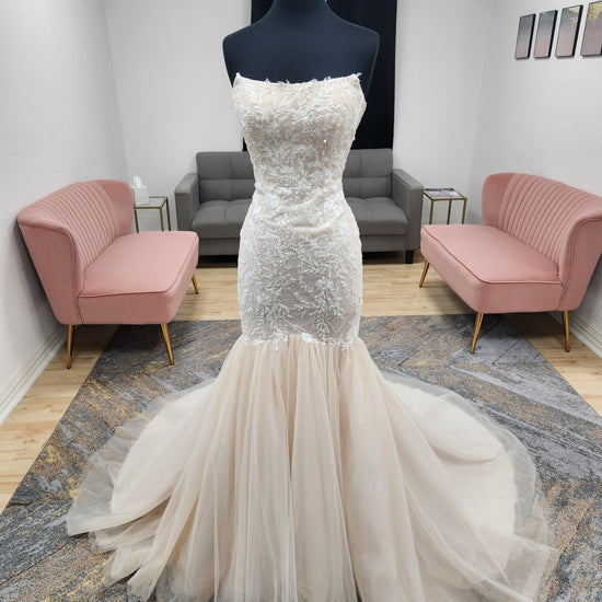 Strapless mermaid with Lace and Sparkle Wedding Dress