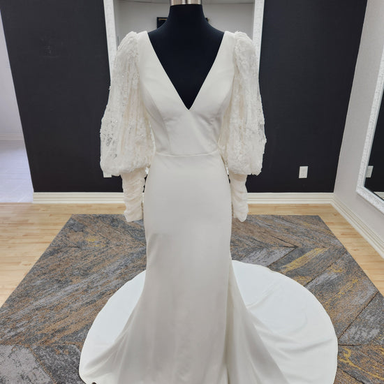 Bishop Lace Sleeves Fitted Wedding Dress