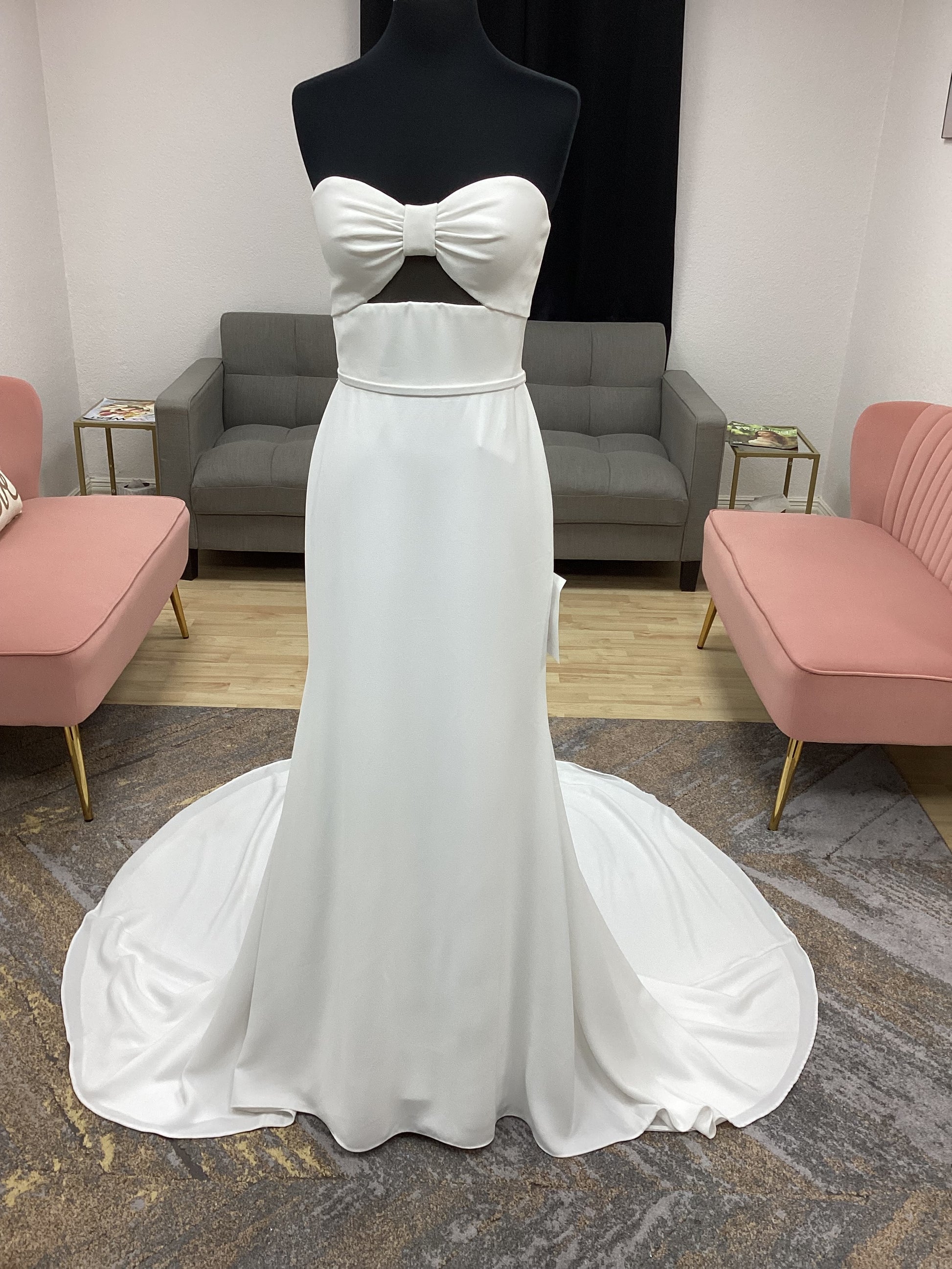 Strapless Crepe with Bow Bodice Wedding Dress Beach Wedding Dress Strapless Crepe with Bow Bodice Wedding Dress Beach Wedding Dress