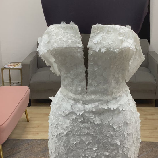 3d Floral Fitted Wedding Dress