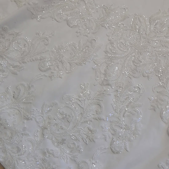 Aline Beaded Long Sleeve with Boat Neckline Wedding Dress