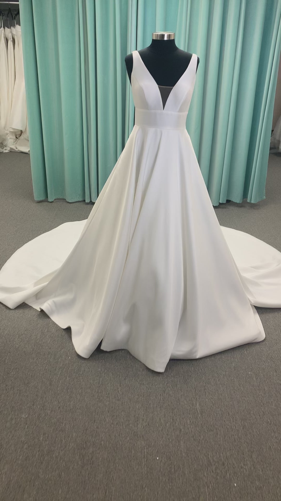 Mikado V-neck A-Line Wedding Dress