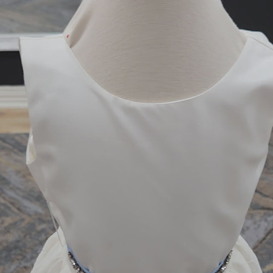 Satin Top with 3d Lace Skirt Flowergirl Dress