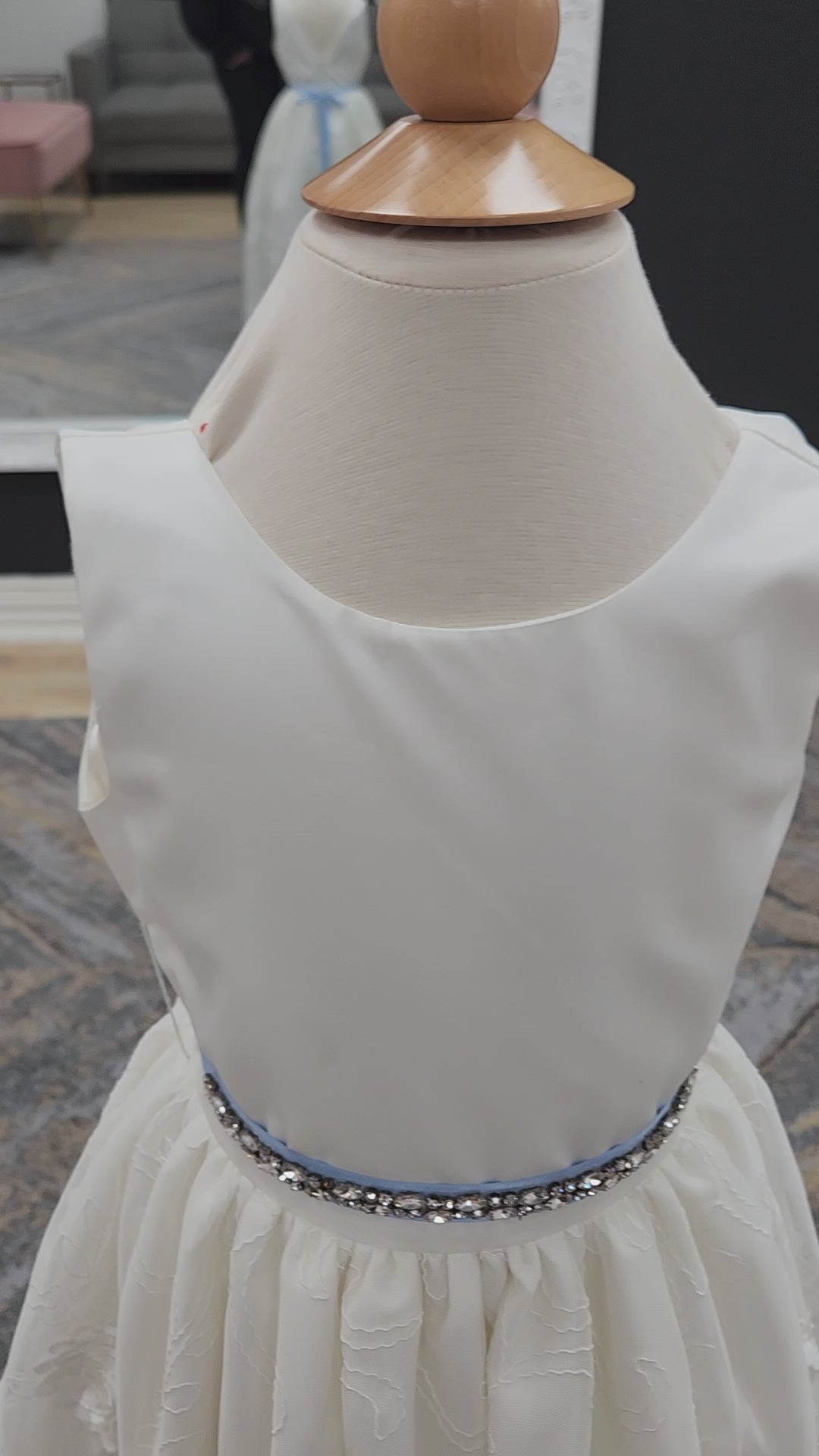 Satin Top with 3d Lace Skirt Flowergirl Dress